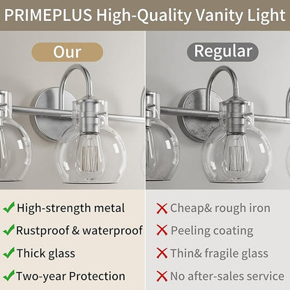 Bathroom Light Fixtures Brushed Nickel 3 Light Bathroom Lights Over Mirror with Clear Glass Shade Brushed Nickel Modern Wall Sconces Vanity Light for Bathroom UL Listed