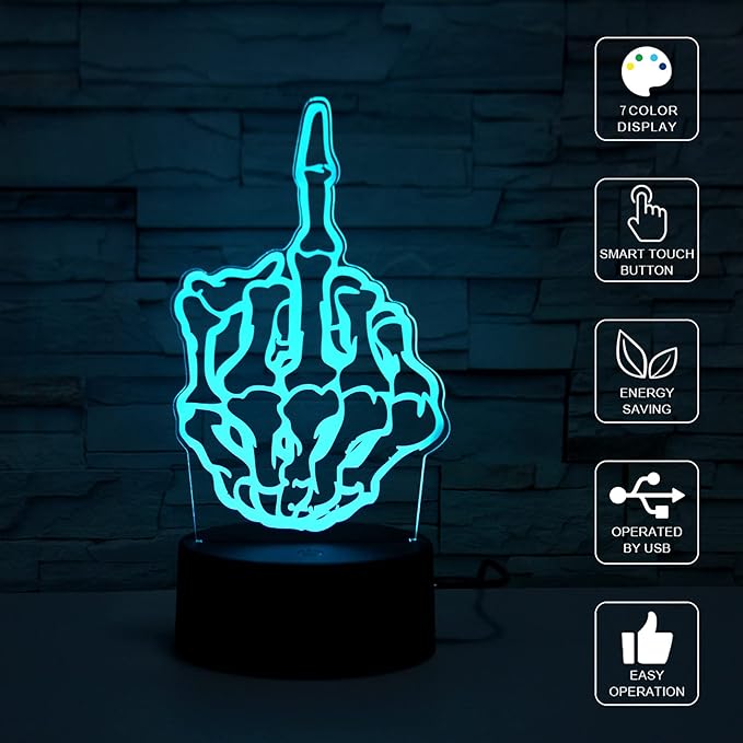 3D Illusion Night Light Desk Lamp, 7 Colors Auto Gradual Changing USB Powered LED Lights with Touch Switch for Kids Gifts Home Decoration (Black Base)