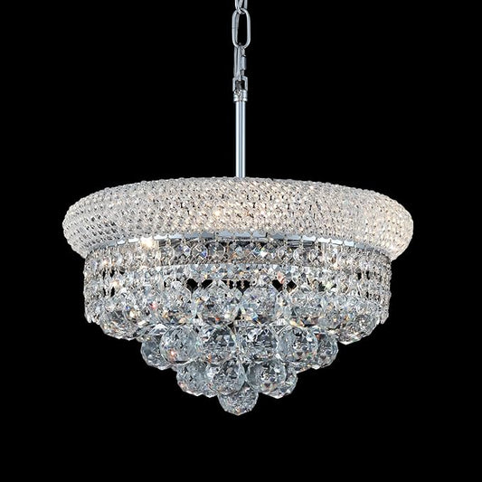 Crystal Chandeliers for Dining Room Light Fixture Over Table, Empire Style K9 Crystal Chandeliers for Bedroom, 4 Lights Chrome Luxury Lighting Fixtures for Entryway Kitchen Island Foyer D15 Inch
