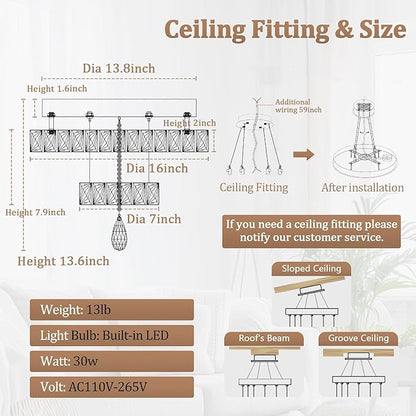 Flashing God Dia 16" Black Modern Crystal Chandeliers Flush Mount Chandelier Dimmable LED Light Crystal Ceiling Light for Hallway Bedroom Living Room Dining Room