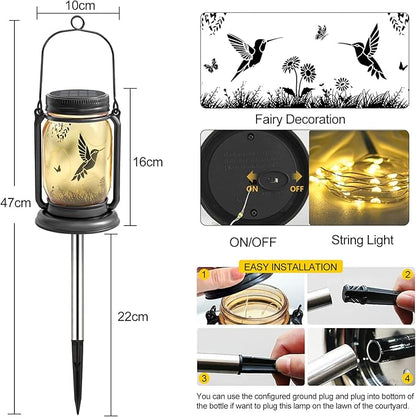 YJFWAL Hummingbird Solar Lanterns Outdoor Waterproof - Mothers Day Gifts for Women Mom Grandma Birthday, Mason Jar Garden Lights for Patio, Yard, Porch, Balcony, Garden Decor