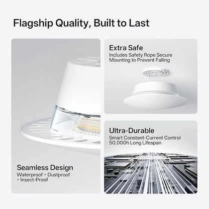 Homelist YX2 100W 7100LM Indirect Lighting Ceiling Light, Eye Protection Flush Mount Ceiling Light, 8in 6000K Diffused Ceiling Light Fixture for Bedroom, Living Room, Dinning Room, Children's Room