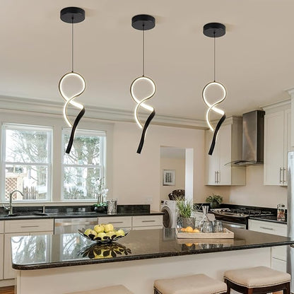 Modern Pendant Light Fixture,4500K LED Pendant Lights Kitchen Island Lighting, Adjustable Height Hanging Light for Kitchen Sink Dining Room Bedroom,1 Pack (Black)