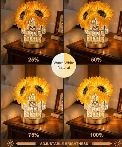 Fussion Sunflower Lamp, Mothers Day Gifts for Women, Rechargeable Flowers Night Light, Cordless Decorative Table Lamp with 3 Color Temperatures, Birthday Gifts for Grandma Girlfriend, Bedroom Decor