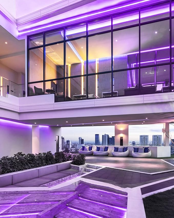 YM E-Bright Purple Led Neon Strip Light Without Power Supply, 5M 16.4Ft 600SMD Silicone Rope Lamp for Signboard Bar Home Building Indoor Outdoor Decoration Waterproof Flexible DC12V
