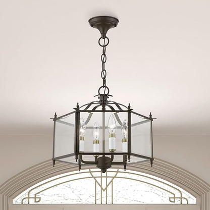Livex Lighting 4398-02 Livingston 4-Light Convertible Hanging Lantern/Ceiling Mount, Polished Brass