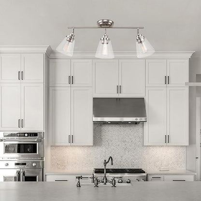 Globe Electric 59628 Jackson 3-Light Track Lighting, Brushed Nickel, Clear Glass Shades, Silver, Bulb Not Included