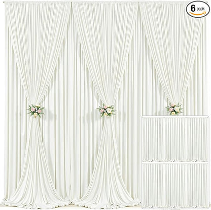 6 Panels Ivory Backdrop Curtain for Wedding Parties Wrinkle Free Ivory Photo Curtains Backdrop Drapes Fabric Decoration for Baby Shower Photoshoot 30ft(W) x 10ft(H)