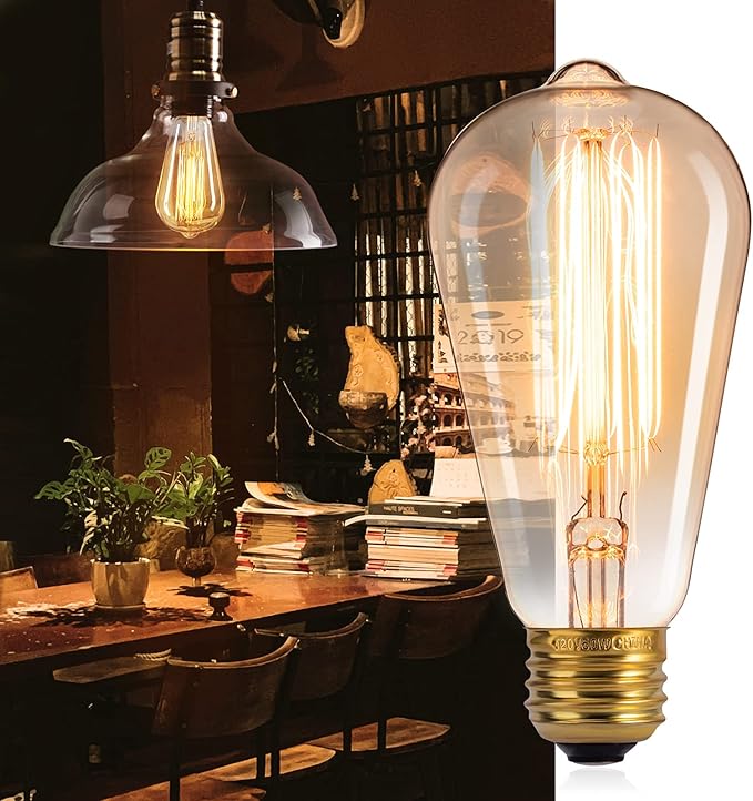 Minetom LED Edison Light Bulbs，Equivalent 60W Incandescent Light Bulbs，E26 Base，Warm White，6Pcs