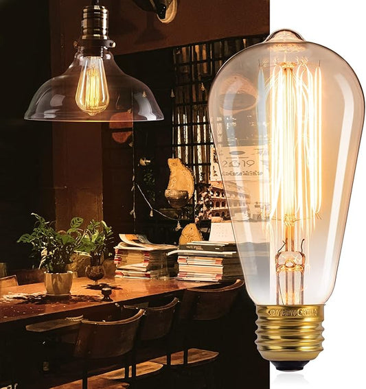 Minetom LED Edison Light Bulbs，Equivalent 60W Incandescent Light Bulbs，E26 Base，Warm White，6Pcs