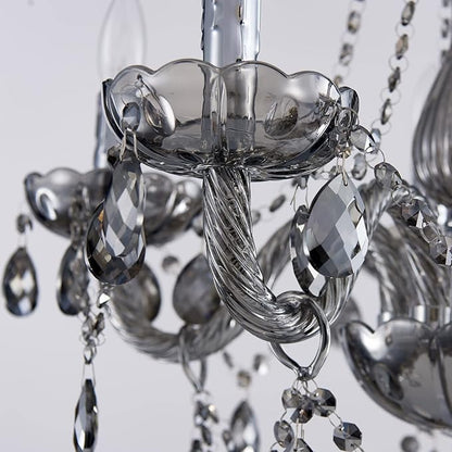 Saint Mossi 5 Light Modern K9 Crystal Chandelier, Contemporary Pendant Ceiling Lighting Fixture for Dining Room,Bedroom,Living Room with Adjustable Chain (Smoky Gray)