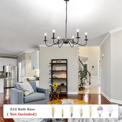 Black Chandelier 6-Light Chandeliers for Dining Room Rustic Farmhouse Chandelier Modern Kitchen Light Fixtures Ceiling Chandeliers Light Fixture for Living Room, Foyer, Bedroom, Hallway,
