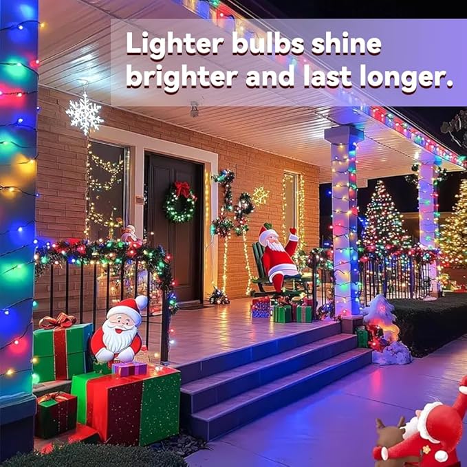 2 Pack Solar String Lights Outdoor, Total 100 LED Each 20Ft with 8 Lighting Modes for Yard, Fence,Balcony, Party,Christmas Tree Decorations (Mulit-Color Light)