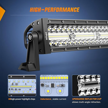 Nilight LED Light Bar 13.5 Inch Triple Row Spot Flood Combo 96LEDs Fog Driving Work Backup Bumper Lighting for Off-Road Truck SUV ATV UTV