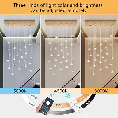 HAIXIANG W47.2 x D15.7 x H157 Glam Chandelier Rectangular Chandeliers Bubble Crystal Pendants Light Fixture Dimmable High Ceiling Large Light Antique Gold