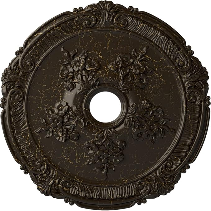 Ekena Millwork CM26ATSHC Attica with Rose Ceiling Medallion, Stone Hearth Crackle, 26"OD x 3 3/4"ID x 1 1/2"P
