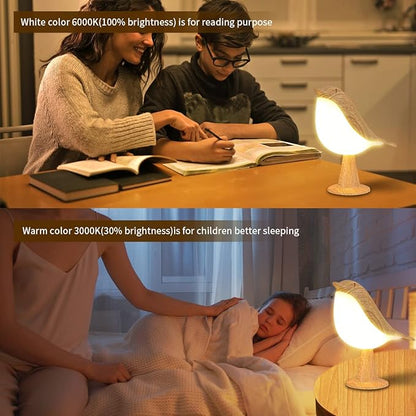 Small Cordless Bedside Lamp, Bird Lamp Touch Sensor, Night Light for Kids with Touch Dimmer,3 Level Brightness Nightstand Lamps, Rechargered Desk Lamp for Bedroom, Office, College Dorm Room