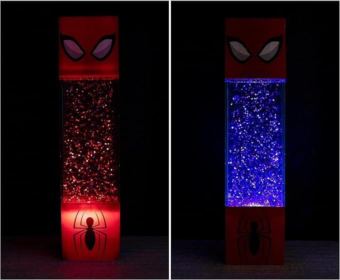 Marvel Spider-Man USB Powered Glitter Motion Lamp LED Light | Nightstand Table Lamp For Bedroom, Desk, Living Room | Home Decor Room Essentials | Comic Book Toys, Gifts And Collectibles | 12 Inches