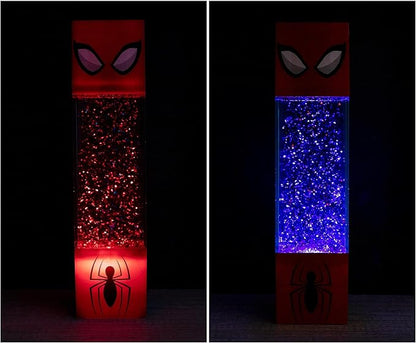 Marvel Spider-Man USB Powered Glitter Motion Lamp LED Light | Nightstand Table Lamp For Bedroom, Desk, Living Room | Home Decor Room Essentials | Comic Book Toys, Gifts And Collectibles | 12 Inches