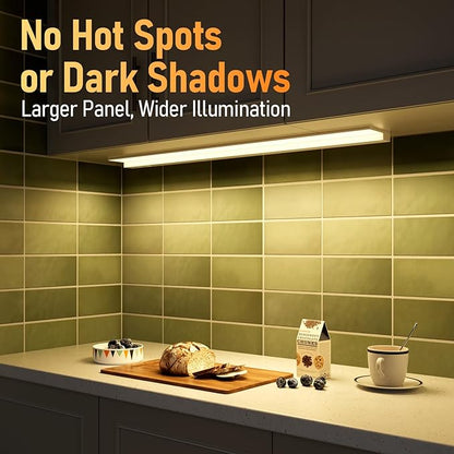 TORCHSTAR Ultra-Slim LED Under Cabinet Lighting Fits 42 Inch Cabinets, 5CCT 24W 1800LM, Hardwired & Plug-in, 120V CRI90 Linkable Dimmable Thin Under Counter Lights for Kitchen, ETL T24