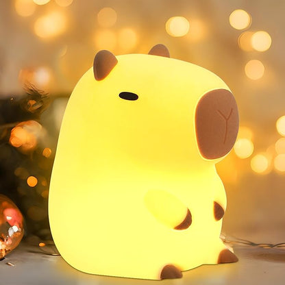 Capybara Night Light, Capybara Gifts for Kid Friend, Animal Squishy Silicone Nursery Lamp with Timer Dimmable, Rechargeable Bedroom Bedside Decor Birthday Graduation Xmas Present for Boy Girl