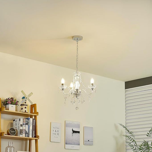 Luvkczc Chandeliers for Dining Room, 3-Light Acrylic Ceiling Light Adjustable Chain&E12 Base Pendant Light for Bedroom, Dining Room, Living Room