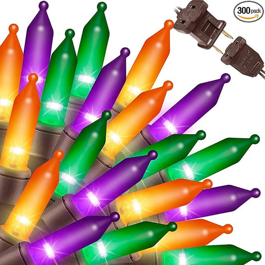LAMPHOME Halloween String Lights - Orange Purple Green Mini Lights, 150count 31.9ft Halloween Lighting Decor for Outdoor&Indoor Use, Fairy Garden, Yard, Home, Party, Holiday Decoration