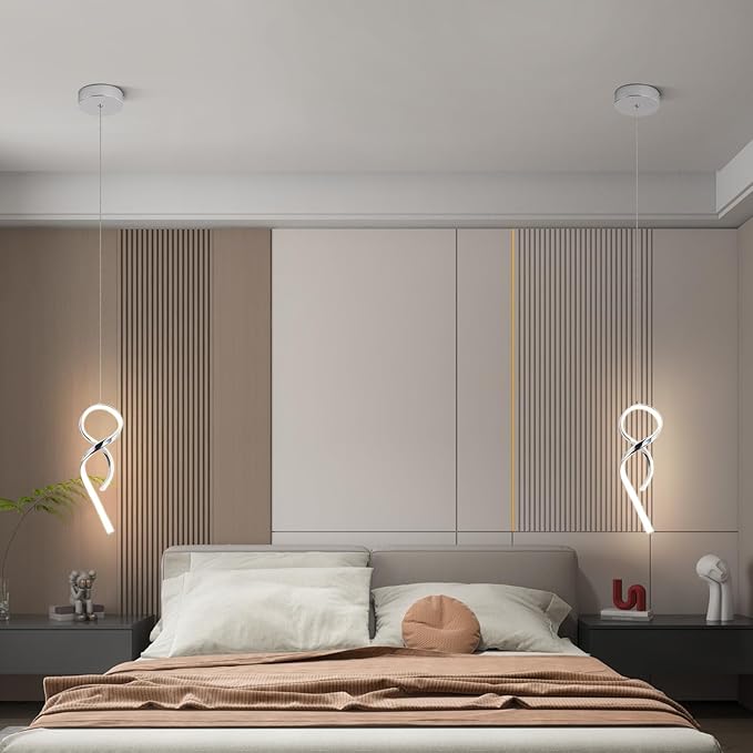 Modern Pendant Light Fixture,4500K LED Pendant Lights Kitchen Island Lighting, Adjustable Height Hanging Light for Kitchen Sink Dining Room Bedroom,1 Pack (Chrome)