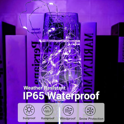 Aogist LED Fairy Lights, 16 ft 50 LEDs Firefly Lights Battery Operated String Lights for Bedroom DIY Mason Jar Wedding Party Halloween Christmas Festival Decoration (1, Purple)