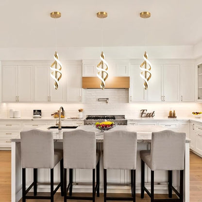 Gold Pendant Light,4000K Modern LED Pendant Lights Kitchen Island,Adjustable Pendant Lighting Over Island Hanging Pendant Light Fixtures for Kitchen Dining Room Hallway Foyer,1 Pack(Gold)