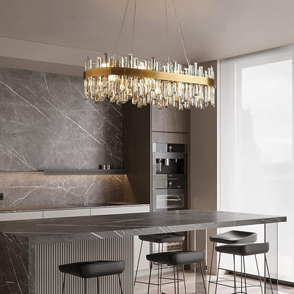 Siljoy 16-Light Modern Crystal Chandelier, Luxury Dimmable Brass Gold K9 Raindrop Crystal Chandelier, Adjustable Crystal Pendant Ceiling Light for Dining Room Living Room Kitchen Island L35.4''