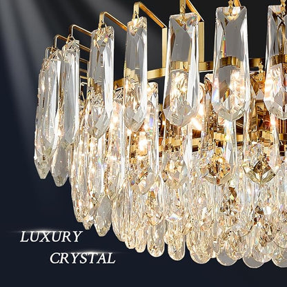 23.6" Modern Crystal Chandelier Gold 3-Tier Luxury Pendant Light Gold Plated Ceiling Pendant Lighting for Dinning Room Living Room Foyer