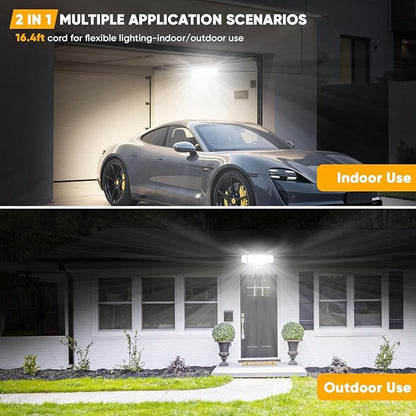 Solar Motion Lights Outdoor - With 16.4ft Cable, 3000LM LED Security Lights for Outside Dusk to Dawn, 2400mAh IP65 Waterproof Flood Lights with Remote for Court Yard Garage Front Door (Classic, 4)