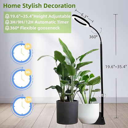 LED Grow Light for Indoor Plants, Full Spectrum led Grow Light,35 inches Adjustable Height,Growing Lamp with Timer, 10 Dimmable Brightness,Ideal for Tall Plants