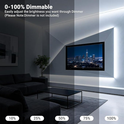 DAYBETTER 16.4FT Dimmable COB led Strip Light, High Brightness led Lights, 6500K Bright Daylight White, 24V, 140 LEDs, Flexible LED Tape Light Suitable for Bedroom, Kitchen, and DIY Home Decoration