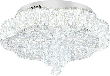 Modern Crystal Chandelier for Living Room 16in Chrome Crystal Raindrop Ceiling Light for Room Bedroom LED Dimmable 2700K-6000K