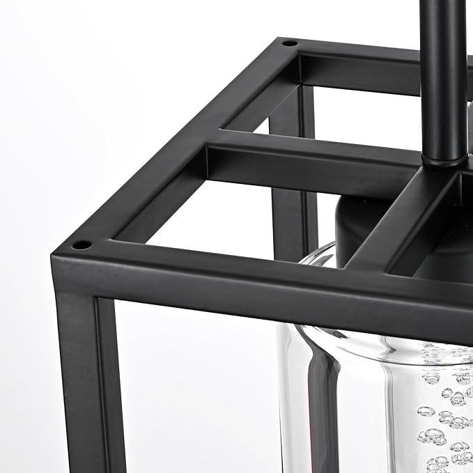 MELUCEE Black Pendant Lights Kitchen Island 1-Light, 5 Color Dimmable Led Pendant Light Ceiling Hanging Over Sink with Crystal Bubble Glass, Modern Integrated LED Hanging Light Dining Room Lighting