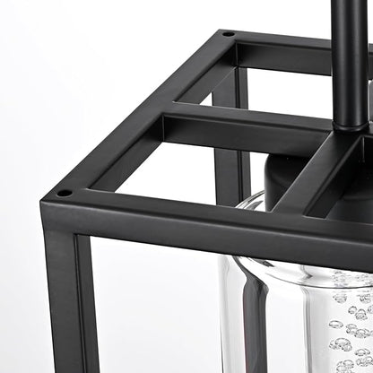 MELUCEE Black Pendant Lights Kitchen Island 1-Light, 5 Color Dimmable Led Pendant Light Ceiling Hanging Over Sink with Crystal Bubble Glass, Modern Integrated LED Hanging Light Dining Room Lighting
