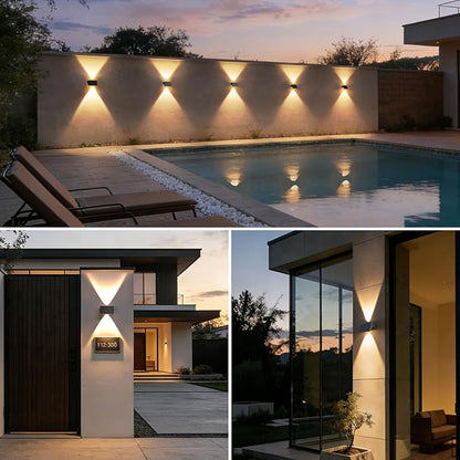 Solar Fence Lights Outdoor, 10 Pack Warm White Up and Down Solar Wall Lights, IP67 Waterproof LED Dusk to Dawn Solar Powered Fence Lights for Patio, Backyard, Deck, Garden, Yard, Outdoor Wall Decor