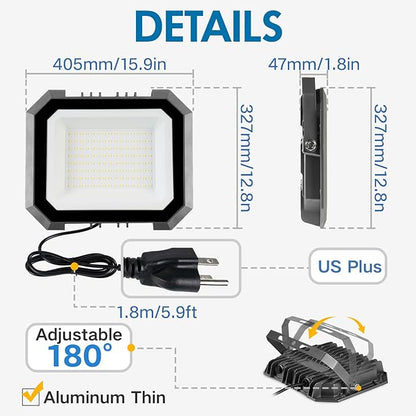 Leddictive 1 Pack LED Flood Lights Outdoor, 300W 30000LM Super Bright Floodlight Outside Work Light with 5.9FT Plug, IP65 Waterproof 6000K Outdoor LED Flood Light for Garage, Yard, Lawn, Garden