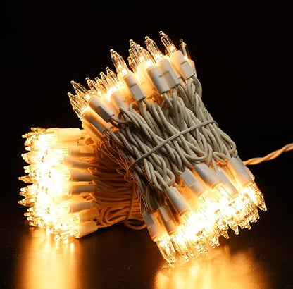 White Wire, Clear Incandescent Bulb 100 Mini String Lights for Indoor Christmas Tree Garland Birthday Wedding Party Festival Decoration