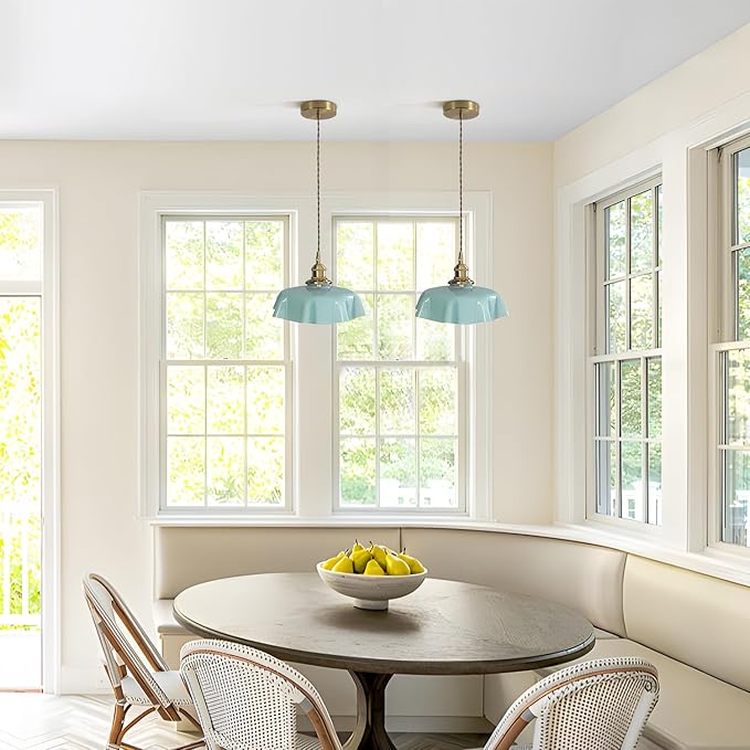 Mid Century Pendant Light,E26 Base Gold Pendant Lights Kitchen Island Ceiling Lamp Suitable for Kitchen Dining Room Bedroom Outdoor,Color Green