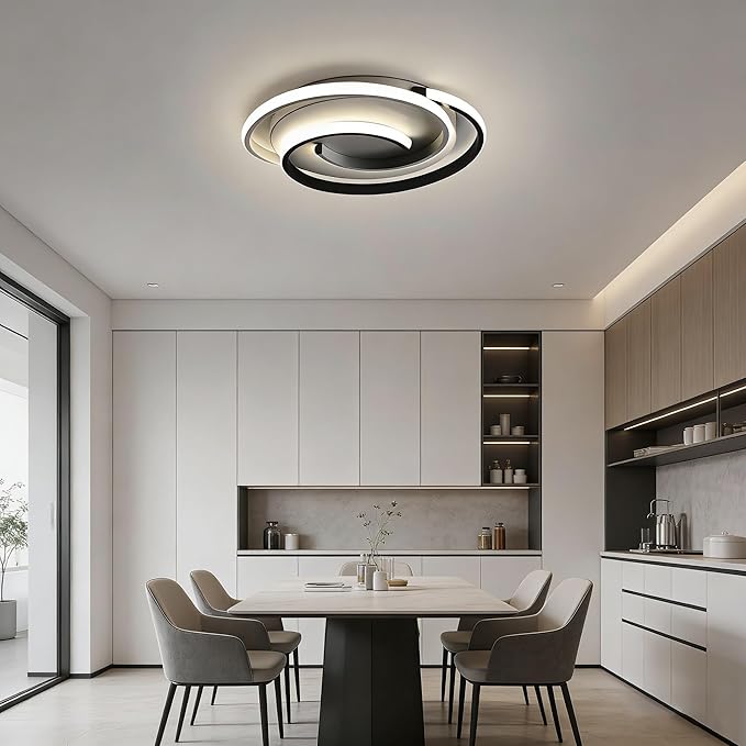 Spiral LED Ceiling Light, 3 Color Changeable 3000K/4000K/6000K, 16 Inch Modern Flush Mount Ceiling Lamp for Bedroom, Living Room, Kitchen, Hallway