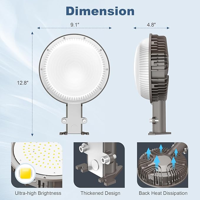 80W LED Barn Light with Photocell, ETL Listed 11,200LM LED Yard Light Outdoor, IP65 Waterproof, 5000K Daylight LED Pole Light Area Security Flood Light Fixture for Yard, Barn, Farm, Street
