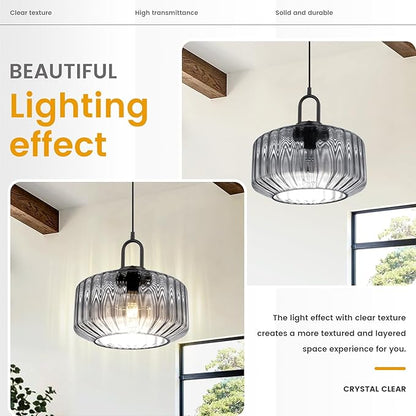 Blown Glass Pendant Lights Kitchen Mid Century Vintage Pendant Light Gray Lantern Globe Shade Modern Ceiling Hanging Light Large Glass Chandelier for Music Studio Bedroom Above Table