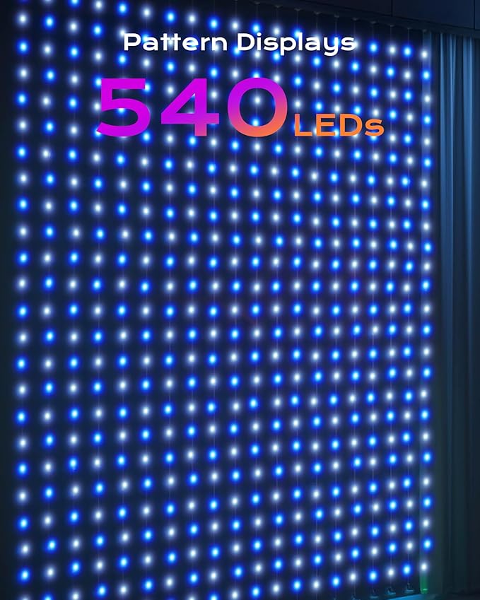 Brightown 540 RGBIC LED Smart Fairy Lights, 4.9x6.6ft Dynamic Color Changing Christmas String Lights with Remote, IP65 Waterproof Smart Wall Window Lights for Bedroom Living Room Garage