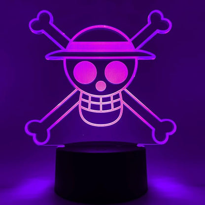 Otaku Lamps Jolly Roger One Piece – Anime Lamp Figure Night Light, 16 Color RGB LED – 3D Anime Room Décor Gift for Otaku
