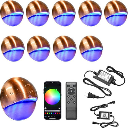 Sumaote Low Voltage Deck Lights Kit, WiFi Smart RGB LED Landscape Lighting Outdoor Waterproof IP65, 12V AC/DC LED Deck Step Lights for Fence Post Patio Stair, Red Bronze, 10 Pack