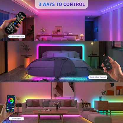 COB RGB Smart IC Strip Lights 40FT UL-Listed 24V Color Flowing Strip Light Multicolor Flexible Tape Lights with APP Control Music Sync for Bedroom Gaming Party Home Decor 2×20FT Rolls