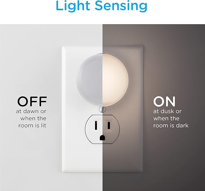 Lights by Night Color Changing Mini LED Night Light, Plug-in, Dusk to Dawn Sensor, Compact, 3 Modes, Ambient Lighting, for Kids or Adults, Bedroom, Bathroom, Nursery, Hallway, 2 Pack, 73683